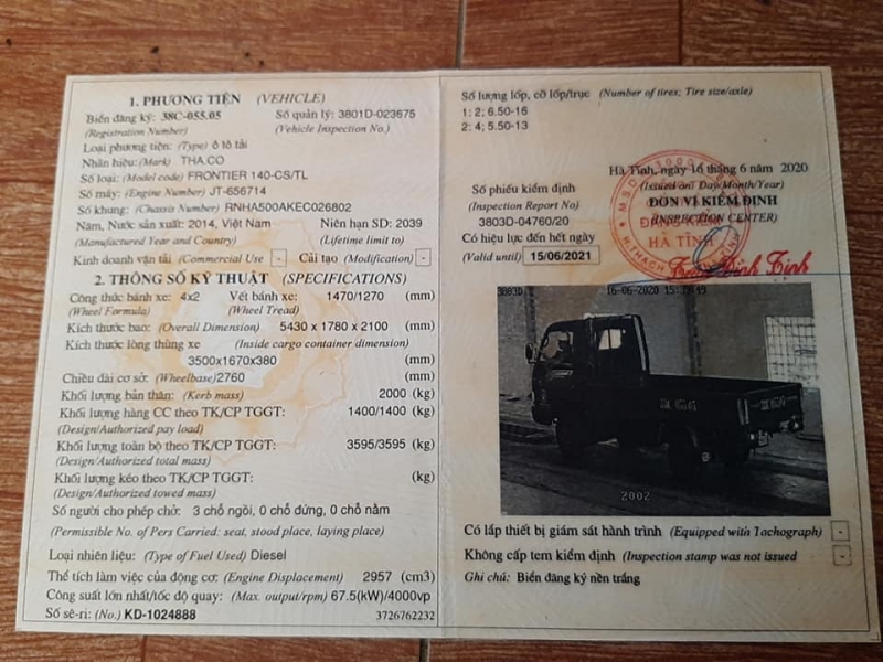Cần bán xe tải thaco thùng lủng 1t4 đời 2014