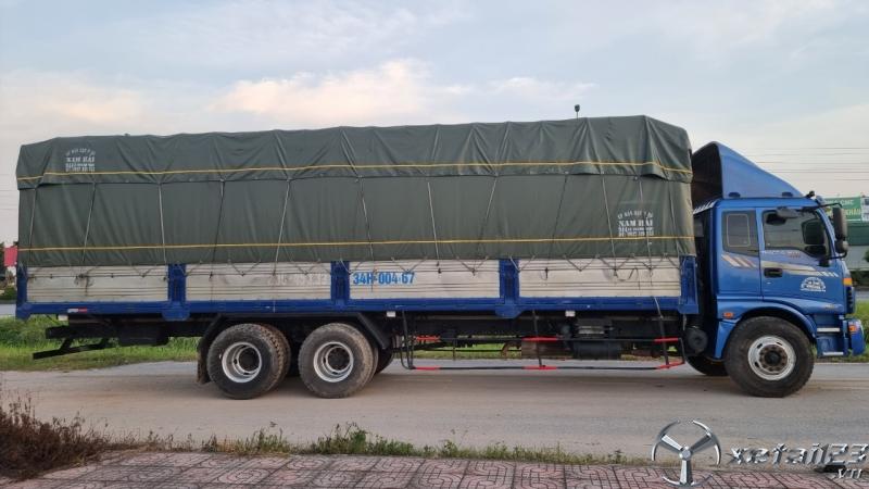 Bán gấp xe Thaco Auman 3 chân cầu lết sx 2014 thùng mui bạt dài 9,7m cao 4m